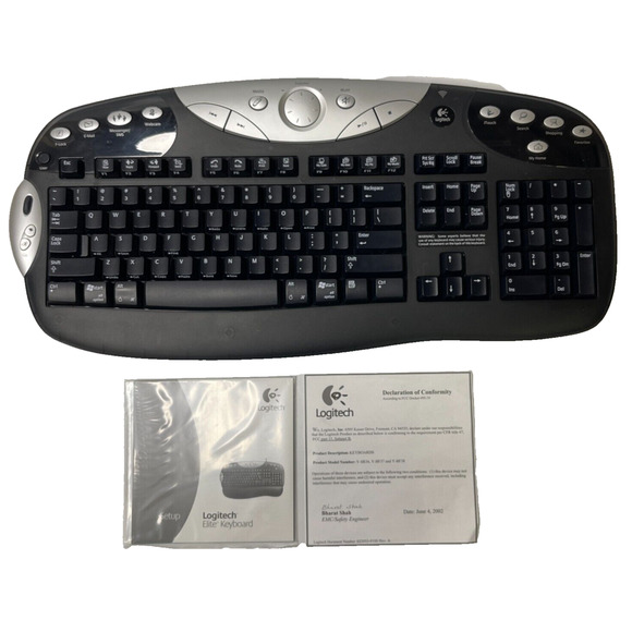 Logitech Wireless Keyboard Cordless Y-RJ20 Ergonomic Black Battery Operated - Picture 1 of 16
